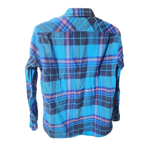 Burton Flannel Shirt Mens Large Blue Plaid Long Sleeve Button Skate Lumberjack - Picture 10 of 12